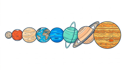 Colorful illustration of the solar system planets. © Zadar