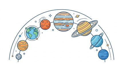 Colorful illustration of the solar system planets. © Zadar