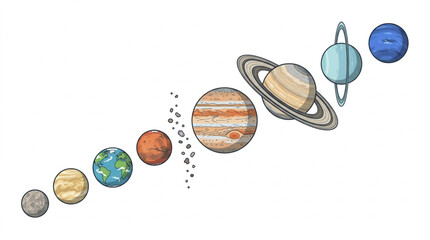 Colorful illustration of the solar system planets. © Zadar