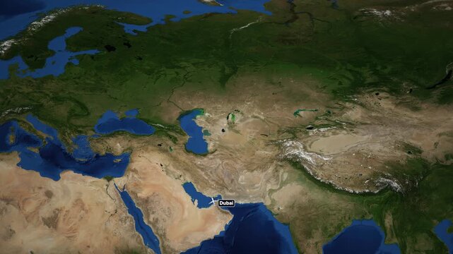 Animated Flight Map Showing Airplane Route from Dubai to Helsinki