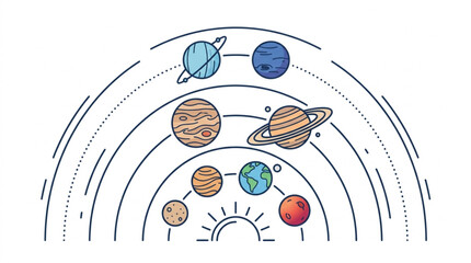 Colorful illustration of the solar system planets. © Zadar