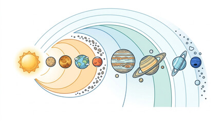 Colorful illustration of the solar system planets. © Zadar