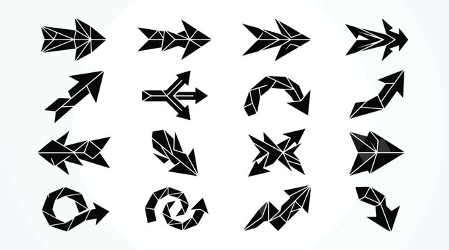 Black feather arrow icons