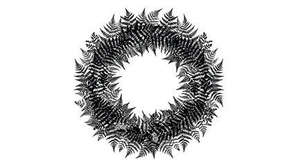 Black fern leaf circle wreath isolated on white © Jerin
