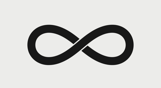 Minimalistic black infinity symbol on a textured white background representing eternity with concepts eternity boundlessness boundlessness endless potential