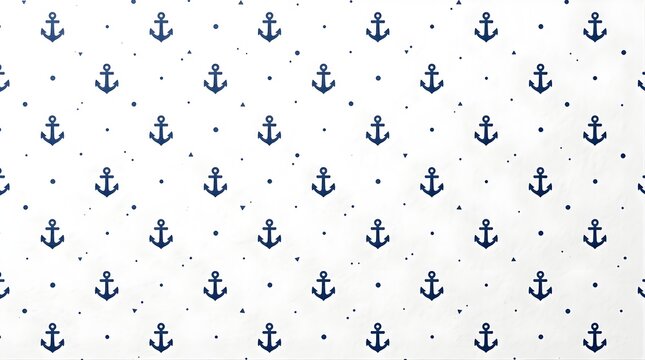 Seamless pattern with blue ship anchors on a white background for marine decor