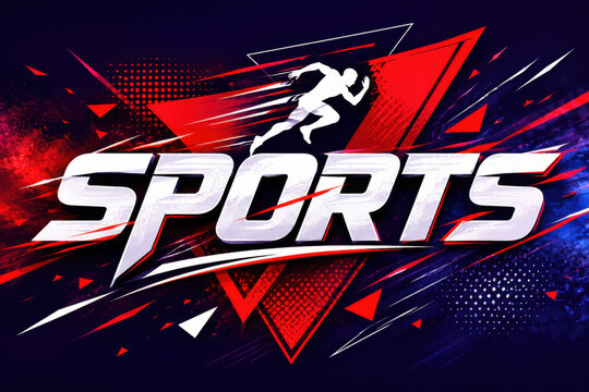 Sports logo design with a running athlete silhouette and bold text