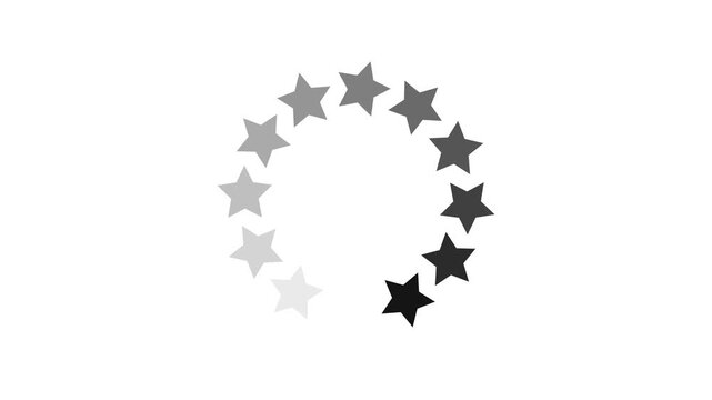 Star shape loading icon buffer circle progress bar animation loop on white background for website app interface download upload status, minimalist preloader waiting sequence indicator.