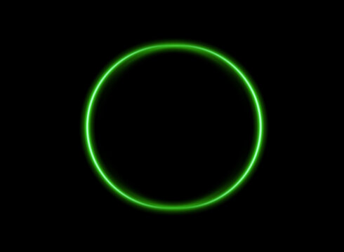  Glowing green round neon border template for logo or product design