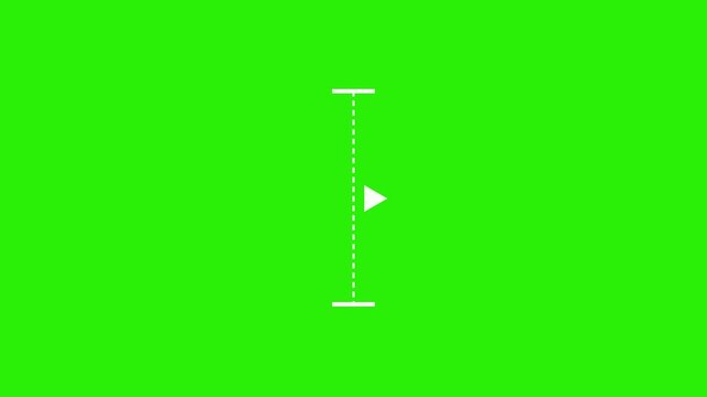 Animated black vertical dotted line measuring height, green screen
