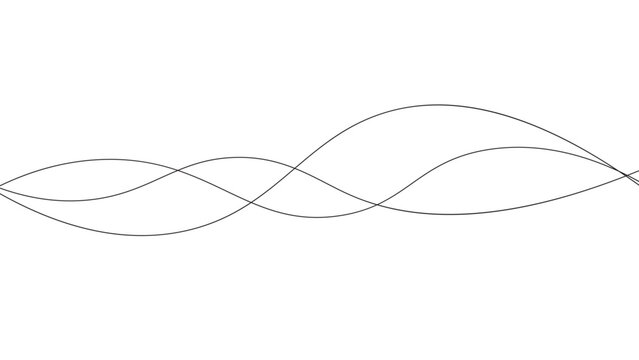 Abstract flowing thin black lines forming wave shapes on a plain surface