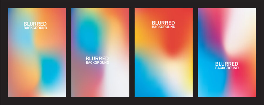 Set of four abstract vertical gradient backgrounds with soft colorful blurred texture for modern mobile phone wallpaper