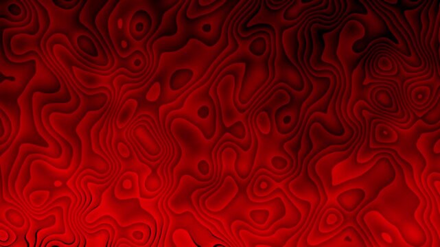 Abstract red liquid topographic contour lines background loop vector illustration for dynamic backdrop pattern texture design, flowing fluid maps papercut curves style concept layer.