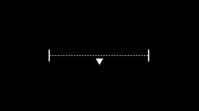 horizontal line measuring distance animation on white background with alpha channel. Horizontal dot line measuring distance animation.
