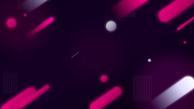 Abstract pink and white geometric shapes floating smoothly on a dark background with video displays glowing shapes drifting gently deep purple backdrop technology futuristic minimalist
