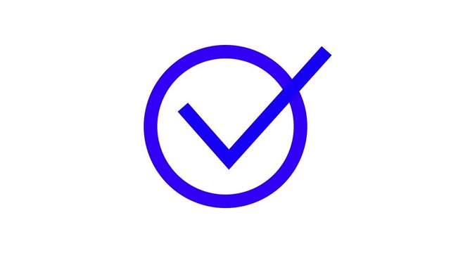 Minimalist blue checkmark animation transforming from a loading circle motion for user interface digital confirmation symbol for successful task completion