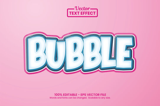 Editable Bubble Gum Blue and Pink Vector Text Effect Graphic Style Template for Kids Brand and Sticker
