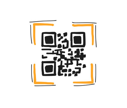 QR Code Scanner Frame Hand Drawn Sketch Illustration