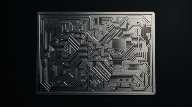 Circuit board electronic technology metal microchip cyber warfare defense hardware closeup pattern connection computer processor digital component