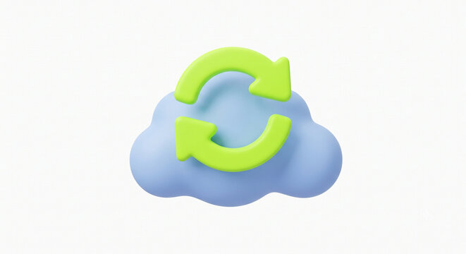 Digital cloud sync and refresh icon symbol with arrows