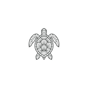 Geometric Sea Turtle Line Art Logo Icon