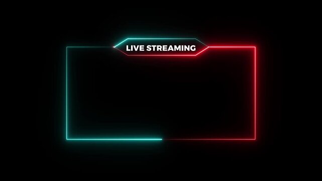 Glowing neon streaming game live Stream overlay motion graphics.Abstract neon live streaming frame animation.media player or streaming service video concept icon on transparent background.