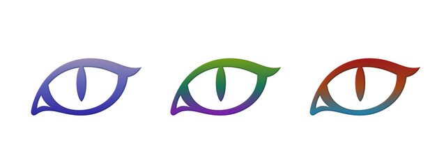 Set of three colorful stylized cat eye icons © FOYJUL