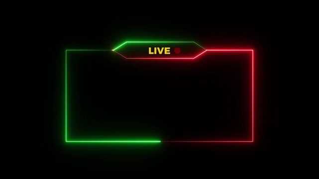 Glowing neon streaming live Stream overlay motion graphics.Abstract neon gaming live streaming frame animation.media player or streaming service video concept icon on transparent background.