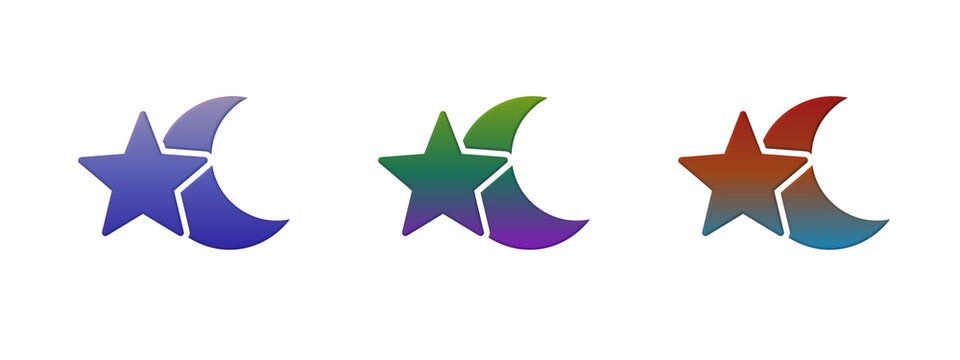 Colorful star and crescent moon icons with gradient design