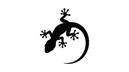 Black Silhouette of Gecko Lizard Icon Isolated on White Background © matahari
