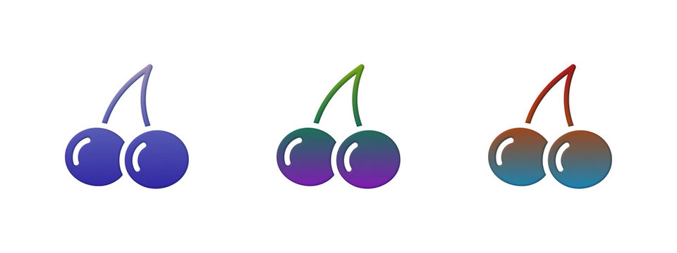 Three colorful gradient cherry icons set