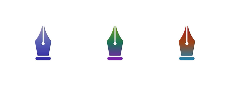 Three colorful fountain pen nib icons for design work