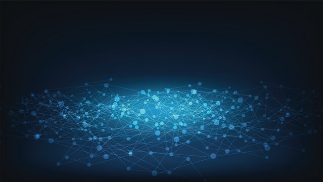 technology background. futuristic network with glowing blue light on dark empty space