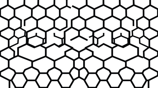 Black honeycomb pattern on white background