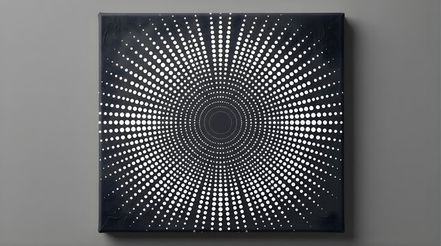 Abstract circular dot pattern on black canvas wall art for home decor