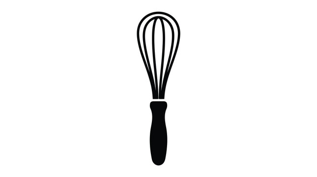 Black kitchen whisk icon
