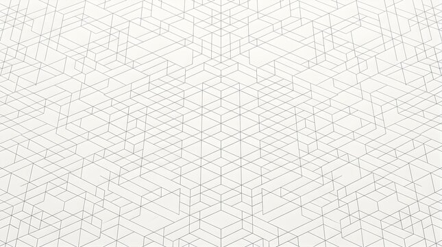 Abstract geometric white background with thin grey isometric line pattern