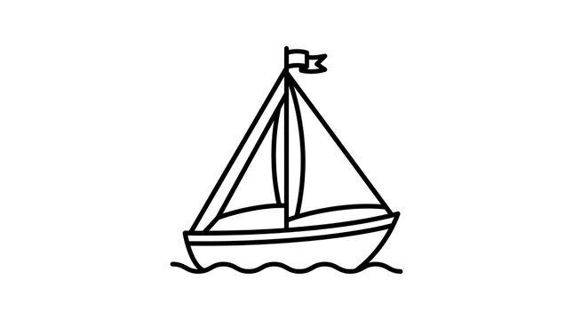 Sailboat Line Vector Illustration
