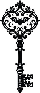 Elegant halloween skeleton key design spooky gothic style for parties decorations and mystical halloween projects