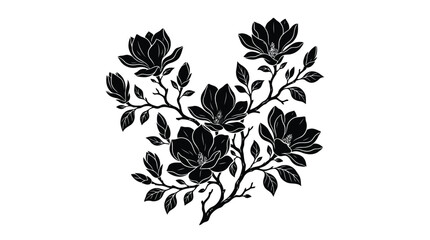 Black magnolia flower branch © SanjidaSultana