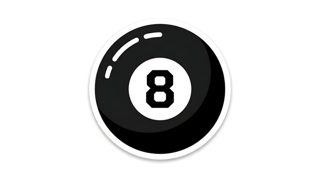 Minimalist Vector Illustration of a Classic Black Eight Ball Designed as a Modern Graphic Icon for Sports and Leisure Games