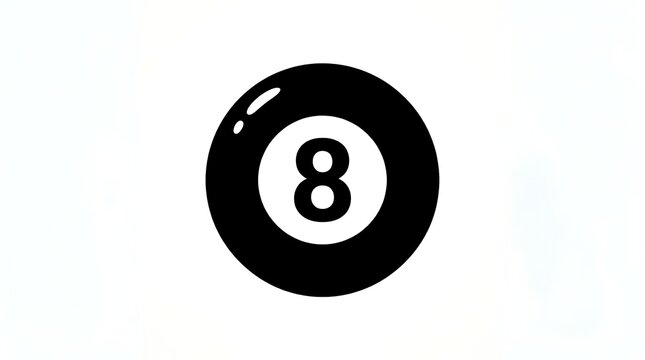 Black Eight Ball Billiards Pool Game Ball Isolated on White Background Vector Illustration