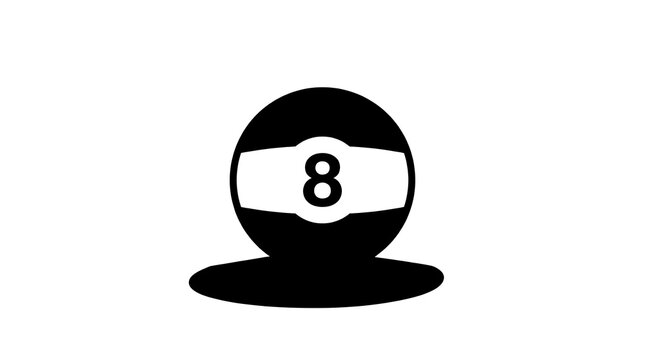 Black eight ball billiard sport vector icon isolated on white background