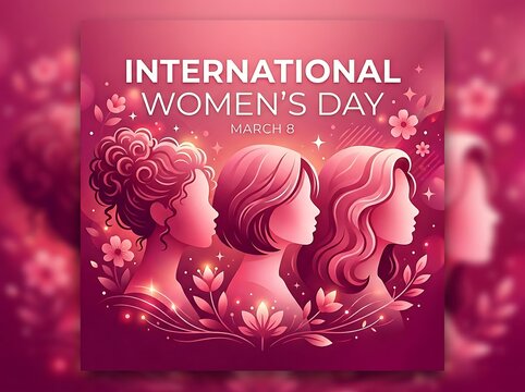 Beautiful illustration of women profiles with flowers for international womens day celebration event