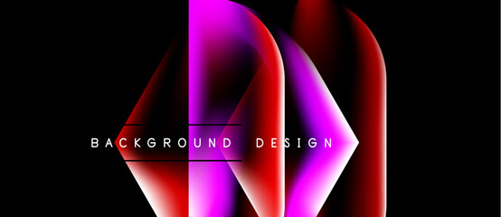 Abstract design featuring vibrant pink, red gradients. Modern aesthetic, bold shapes, dark background creates striking visual impact. Text reads background design. © antishock