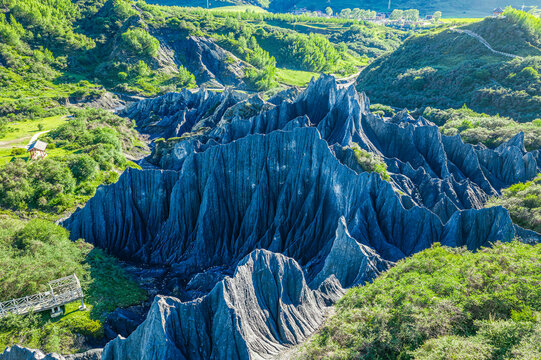 Unique black stone forest geological landform at Moshi Park in Sichuan, China