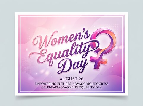 Colorful women equality day poster with female symbol and august date celebration design