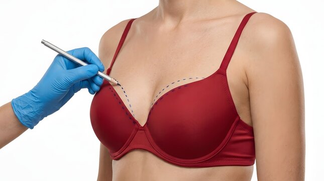 Surgical planning for breast augmentation marking incisions on a patient's chest