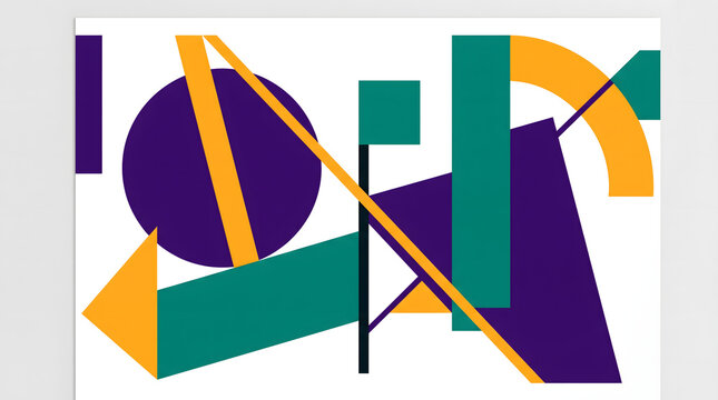 Bold geometric shapes in split complementary colors