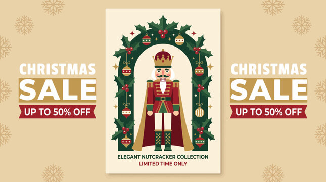 Christmas Sale Poster with Elegant Nutcracker Design